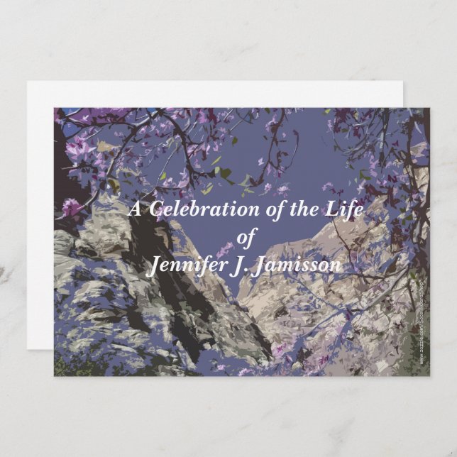 Celebration of Life Purple Mountains Flowers Invitation (Front/Back)