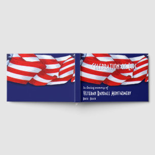 Celebration Of Life Red White Blue Bunting Guest Book