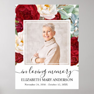 Celebration of Life Red White Roses Photo Poster