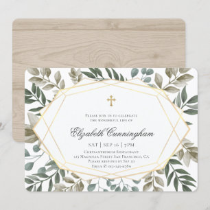 Celebration Of Life Rustic Watercolor Foliage Invitation