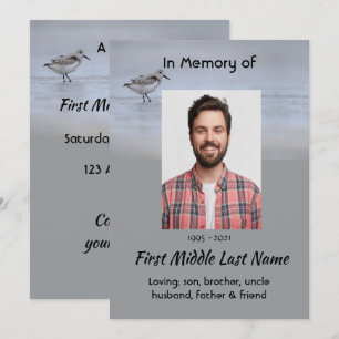 Celebration of Life Sandpiper Shore Bird  Invitation
