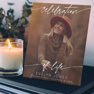Celebration of Life Script Funeral Photo   Black Pedestal Sign
