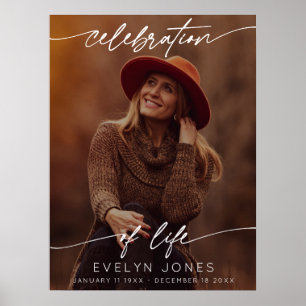 Celebration of Life Script Funeral Photo Black Poster