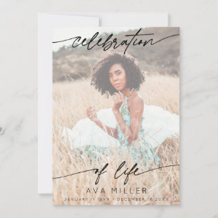 Celebration of Life Script Funeral Photo White Thank You Card