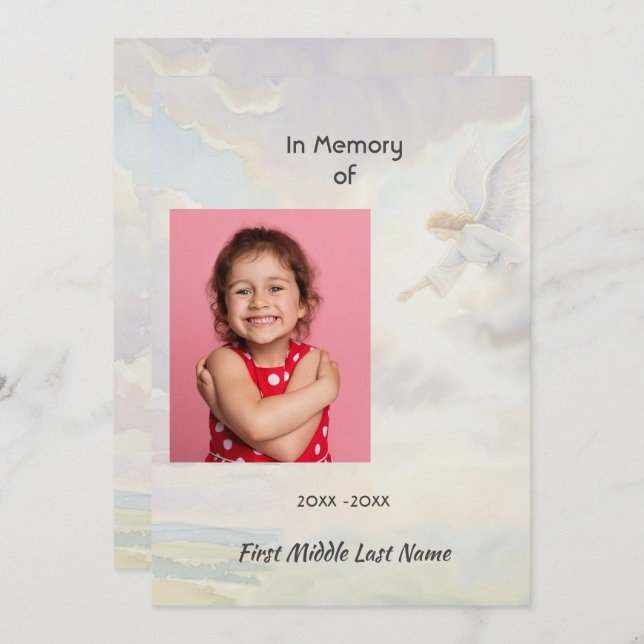 Celebration of Life Service Angel Reaching  Invitation (Front/Back)