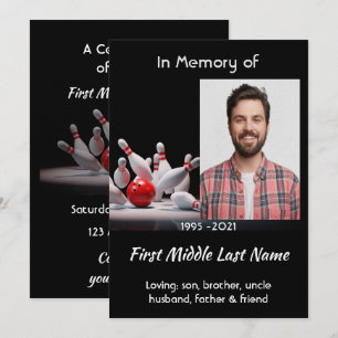 Celebration of Life Service Bowling Bowler Invitation