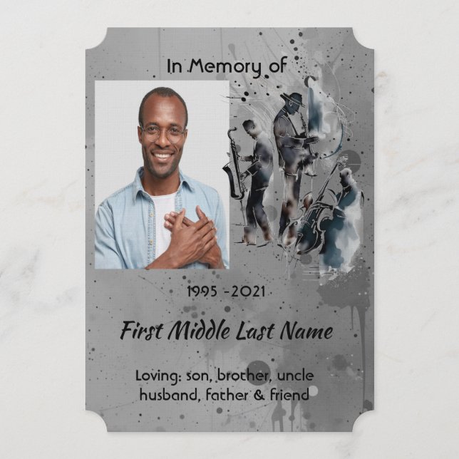 Celebration of Life Service Jazz Band Invitation (Front)