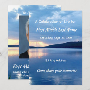 Celebration of life Service Lake Sunrise Nature Invitation
