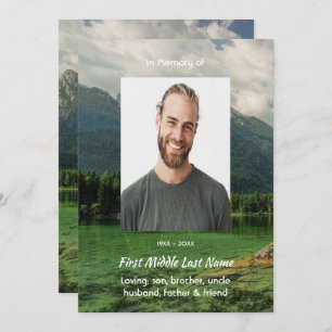Celebration of Life Service Mountain Lake Scenery Invitation