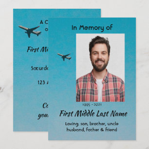 Celebration of Life Service Pilot Airplane Flying Invitation