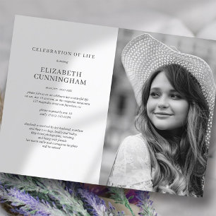 Celebration of Life Simple Chic Elegant Photo Invitation Postcard