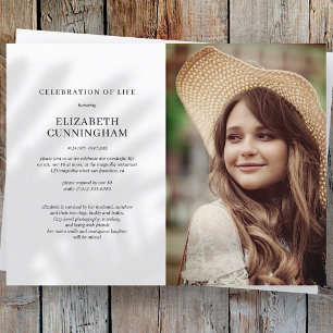 Celebration of Life Simple Chic Elegant Photo Invitation Postcard