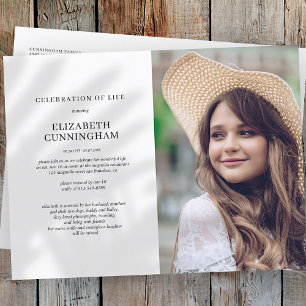 Celebration of Life Simple Chic Elegant Photo Invitation Postcard