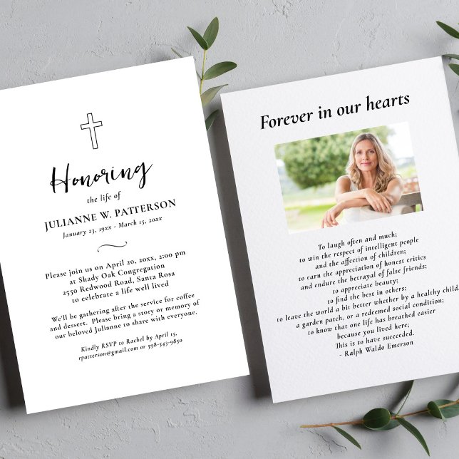 Celebration of Life, Simple Cross, Funeral Wake Invitation (Creator Uploaded)