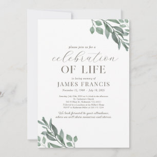Celebration Of Life Simple Modern Invitation