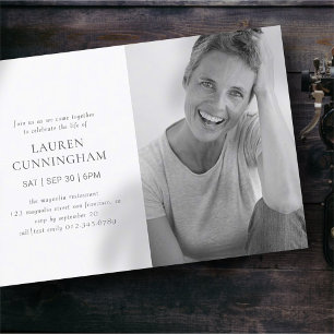 Celebration of Life Simple Modern Minimalist Photo Invitation