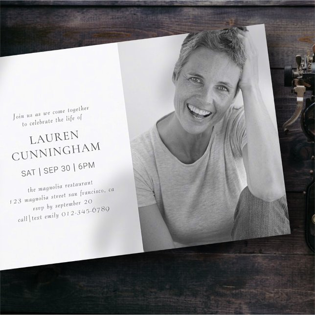 Celebration of Life Simple Modern Minimalist Photo Invitation (Creator Uploaded)