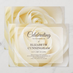 Celebration of Life Simple Modern White Floral Invitation