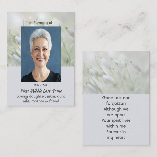  Celebration of Life  Snowdrop Flowers Business Card (Front/Back)