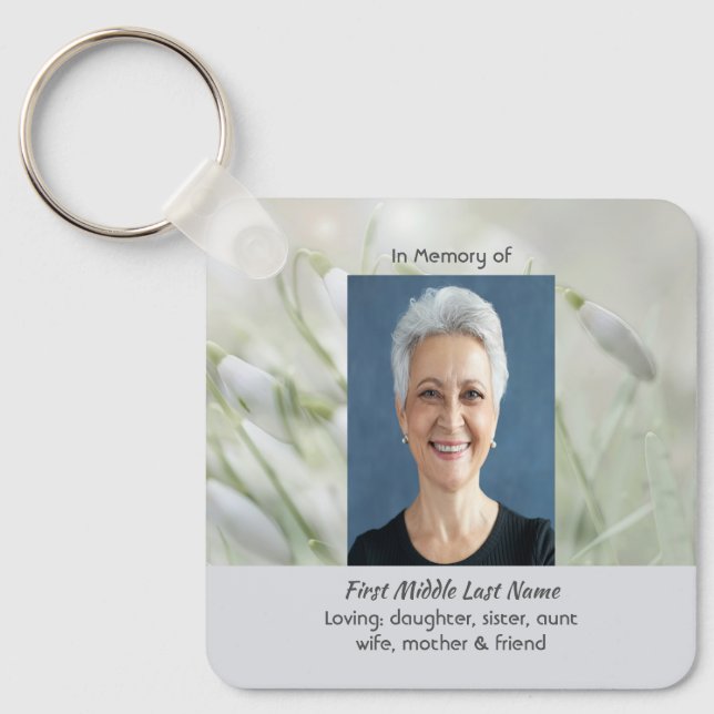  Celebration of Life  Snowdrop Flowers Key Ring (Front)