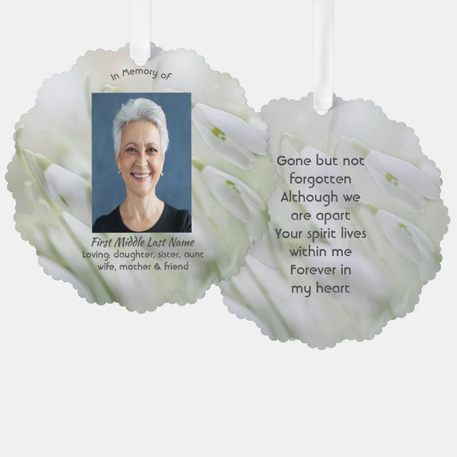Celebration of Life Snowdrop Flowers Tree Decoration Card (Front/Back)