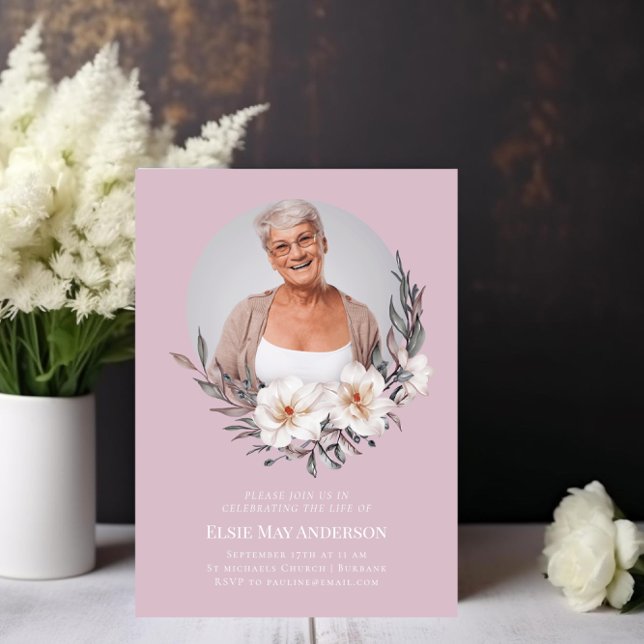 Celebration of life stylish elegant photo invitation (Creator Uploaded)