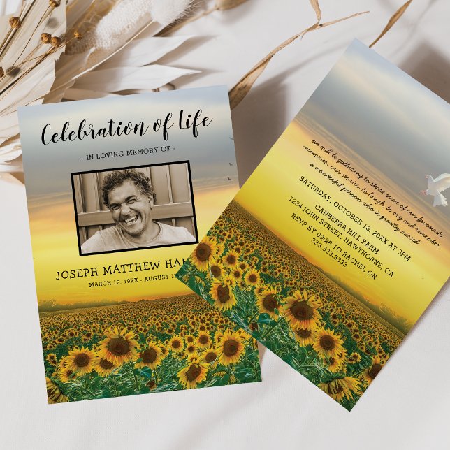 Celebration of Life | Sunflower Funeral Photo Invitation (Creator Uploaded)