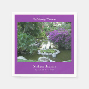 Celebration of Life Tropical Scene Purple Flowers Napkin