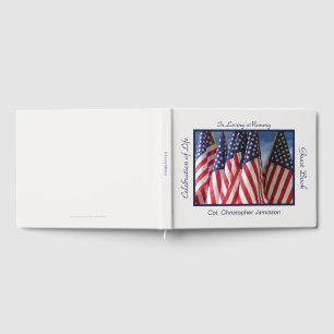 Celebration of Life, USA American Flags, Name Guest Book