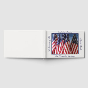 Celebration of Life, USA American Flags, Name Guest Book