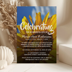 Celebration of Life   Vibrant Sunflower Invitation