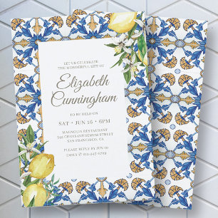 Celebration of Life Watercolor Mediterranean Tiles Invitation