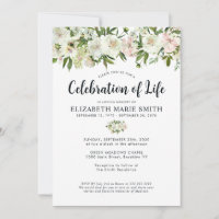 Celebration of Life White Floral Funeral Memorial
