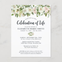 Celebration of Life White Floral Funeral Memorial