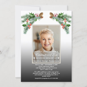 Celebration of Life Winter Bouquet Photo Memorial  Invitation