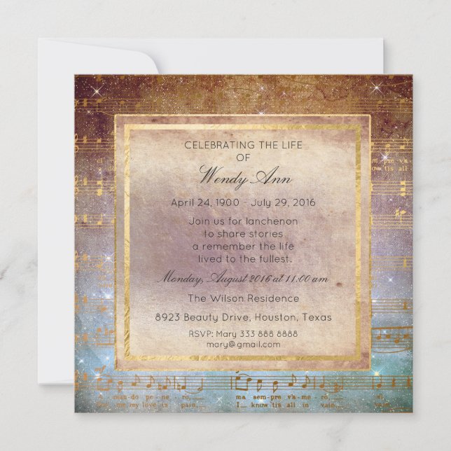 Celebration of Live Live Golden Music Invitation (Front)