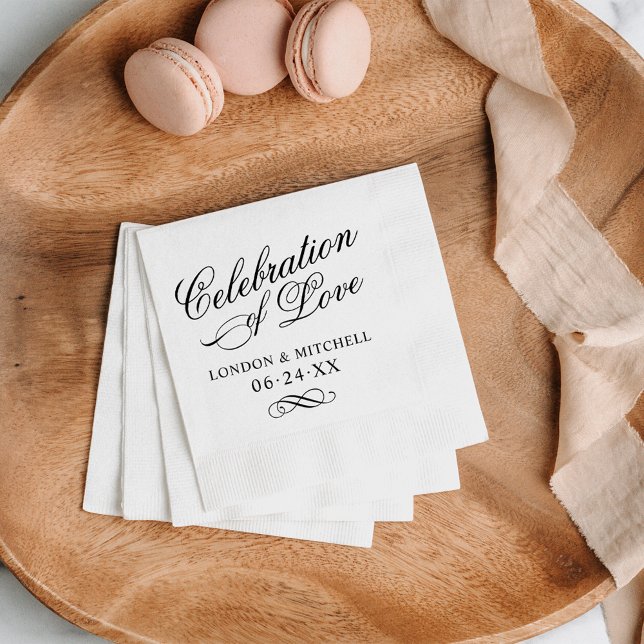 Celebration of Love Black Wedding Monogram Napkin (Creator Uploaded)