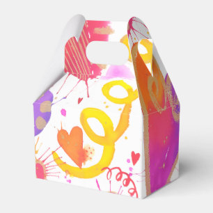 Celebration Of Love Watercolor Hearts Favour Box