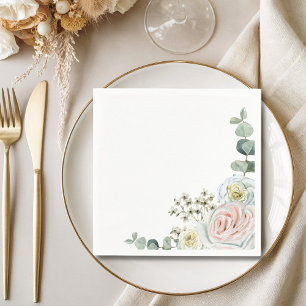 Celebration of love watercolor roses detail napkin