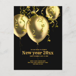 Celebration of New Year Gold on black Postcard
