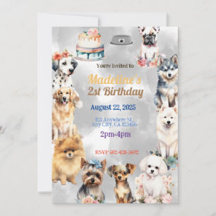 Celebration Paws: Festive Dog Birthday Party Theme Invitation