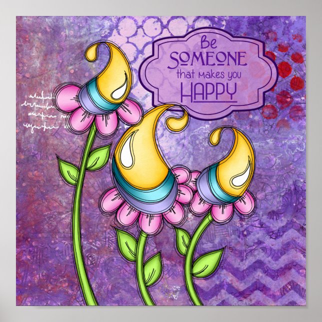 Celebration Positive Thought Doodle Flower Poster (Front)