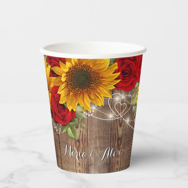Celebration Sunflowers and Red Roses Paper cup (Front)
