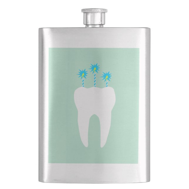 Celebration Tooth with Candles Hip Flask (Front)