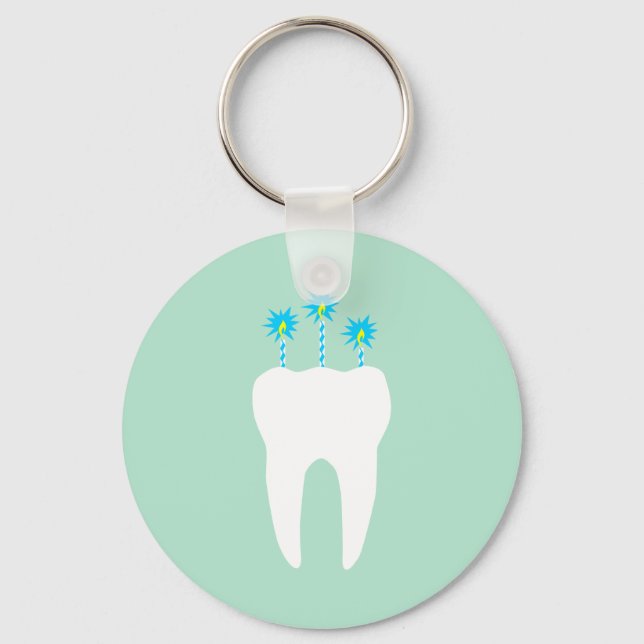 Celebration Tooth with Candles Key Ring (Front)