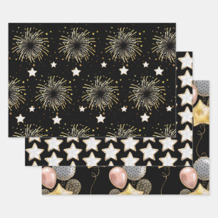 Celebration White Black  Wrapping Paper Sheet