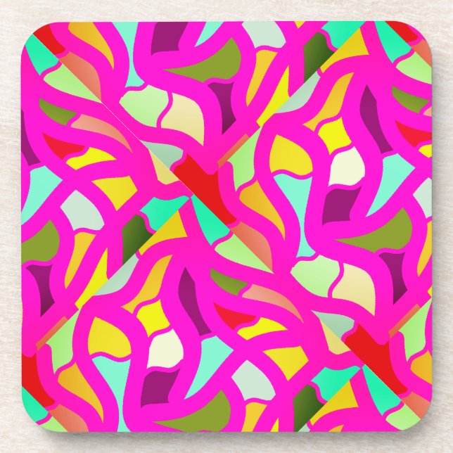 Celebration with a pink mosaic design coaster (Front)