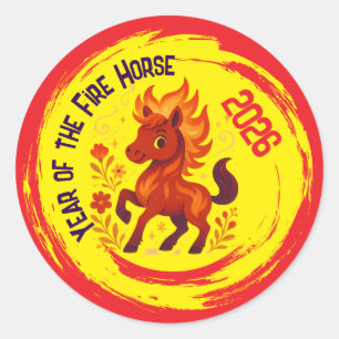 Celebration Year of the Horse Chinese New Year Classic Round Sticker