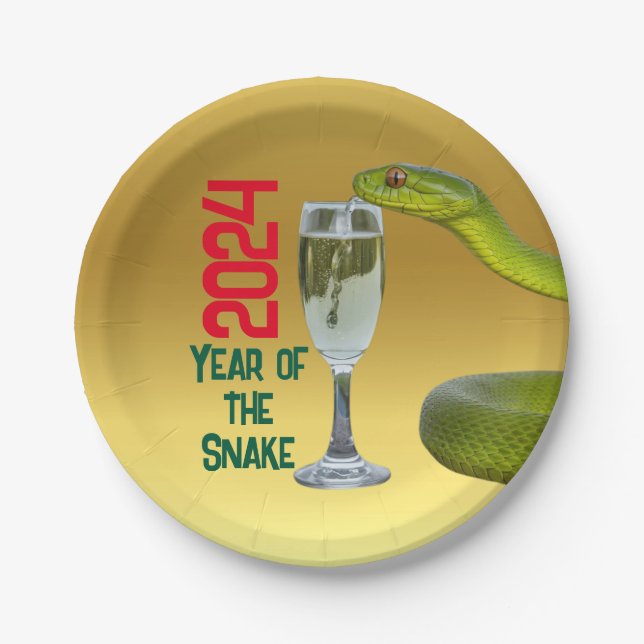 Celebration Year of the snake Chinese New Year Paper Plate (Front)