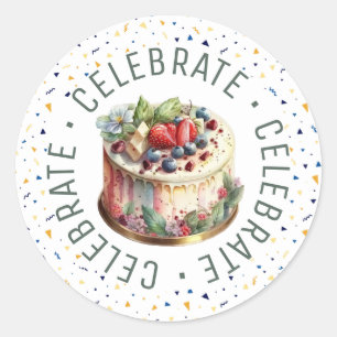 Celebrations, Cakes and Confetti Round Stickers